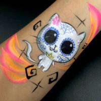 Halloween Sugar Skull Cat arm paint - Olivian Face Paint